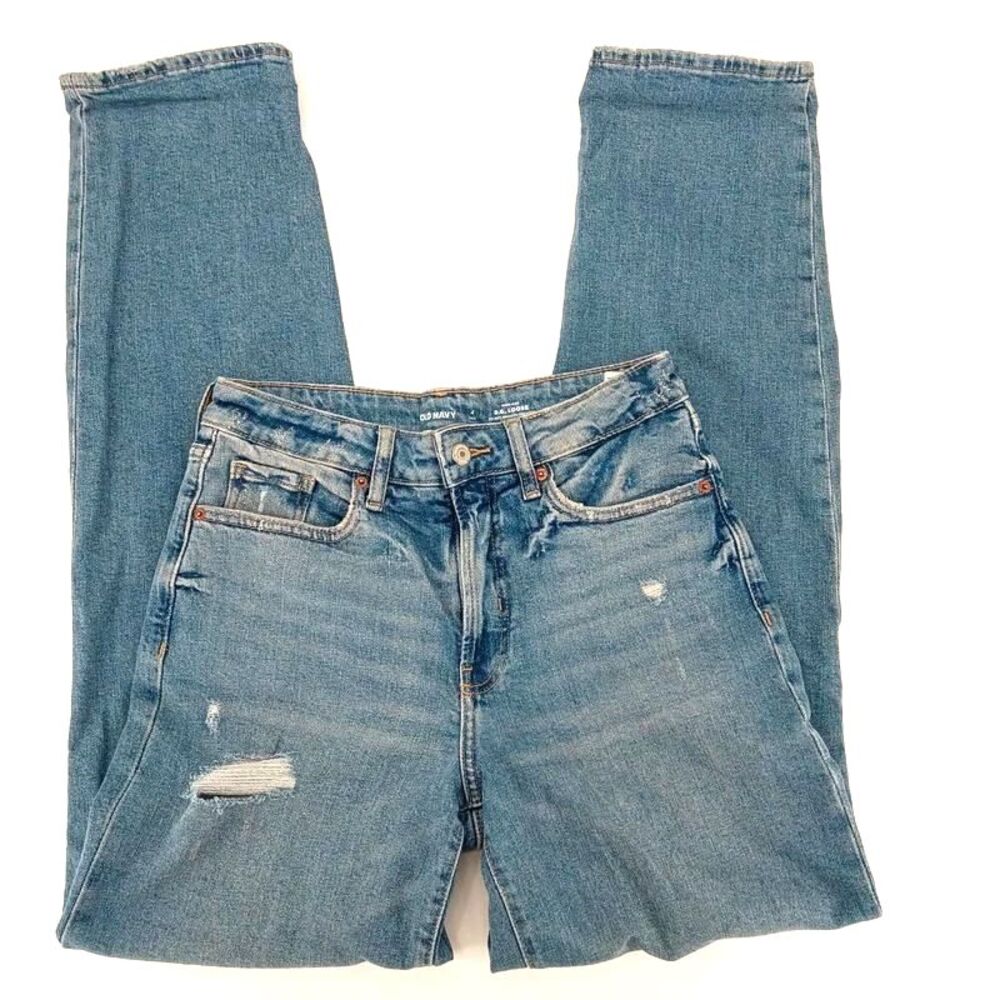 Straight Leg Light Wash Distressed Jeans size 4 TALL